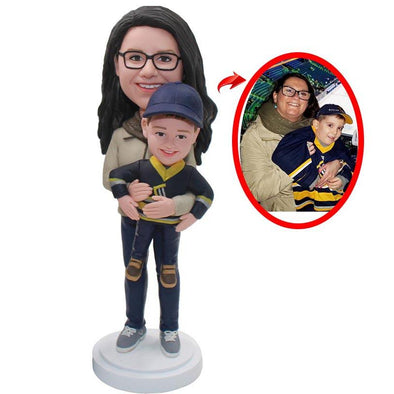 Custom Mother And Son Bobbleheads, Personalized Baby And Mother Bobblehead - Abobblehead.com