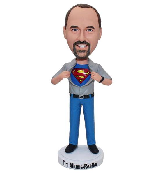 Custom Superhero Bobbleheads, Personalized Superman Bobblehead, Custom Superhero Figures - Abobblehead.com
