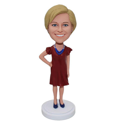 Custom Female Bobblehead One Hand On Her Hip For Her - Abobblehead.com