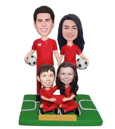 Personalized Family Bobbleheads, Father Mother Son and Daughter Bobbleheads Four People - Abobblehead.com