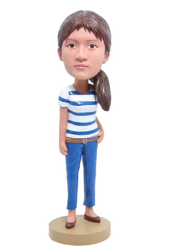 Custom Bobbleheads for Ponytail Girl, Custom Figures of Yourself - Abobblehead.com