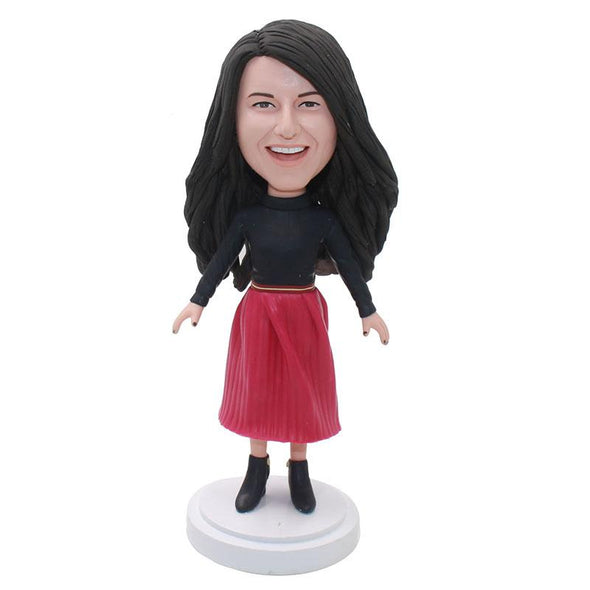 Create Your Own Bobblehead, Custom Girl Bobblehead In Skirt - Abobblehead.com