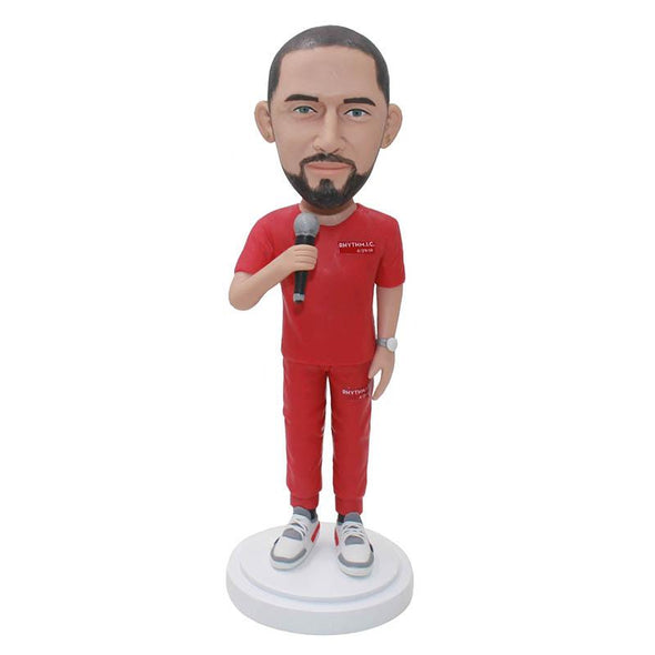 Customized Boobleheads Singer, Personalized Bobblehead Gifts For President of Company - Abobblehead.com