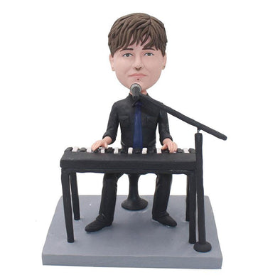 Custom Bobbleheads Singer And Electronic Organ, Personalized Music Director Bobblehead - Abobblehead.com