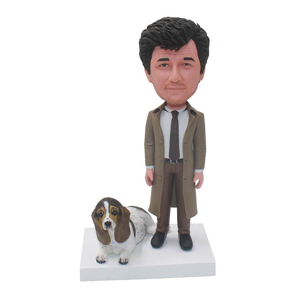 Custom Bobblehead With Dog From Photo, Custom Made Man And Dog Bobbleheads - Abobblehead.com