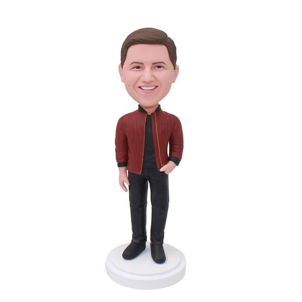 Custom Pocket Man Bobblehead, Custom Bobblehead Casual Wear Hand in Pocket - Abobblehead.com