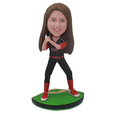 Custom Bobbleheads Baseball Girl Best Gift For Young Baseball Player - Abobblehead.com