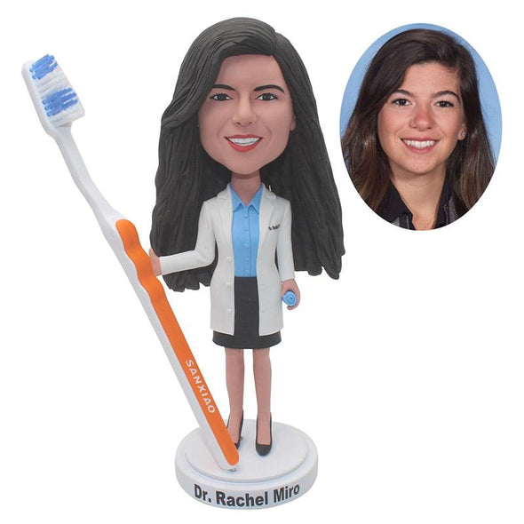 Custom Female Dentist Bobbleheads, Order Personaliszed Dentist Figure From Your Photos - Abobblehead.com