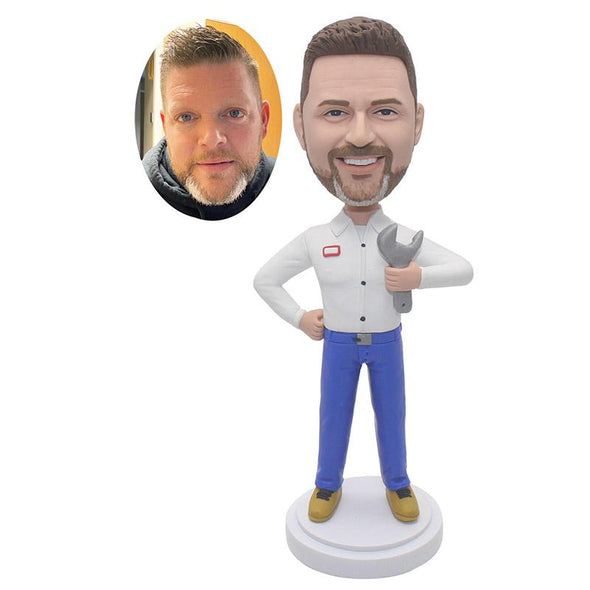 Custom Mechanic Bobblehead From Photo, Custom Action Figure Repairman - Abobblehead.com