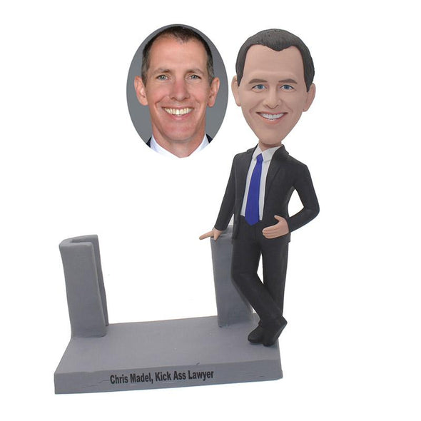 Custom Bobblehead Business Card Holder Man, Personalized Creative Business Card Holders For Desk - Abobblehead.com