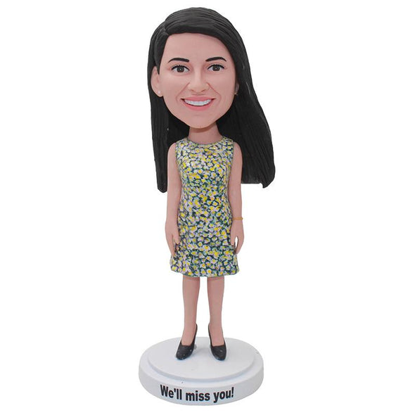 Personalized Bobble Head Women in Dress To Look Like You - Abobblehead.com