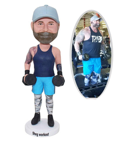 Custom Sports  Bobbleheads Dumbbell Fitness, Personalized Hercules Bobblehead Gifts for Coach - Abobblehead.com
