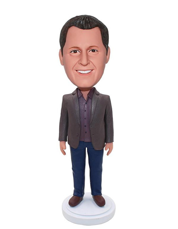 Cheap Custom Jacket Bobble Heads From Photo For Father & Colleague & Friend & Husband - Abobblehead.com