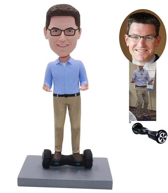 Custom Successful Man Bobblehead Stepping On The Balance Car - Abobblehead.com