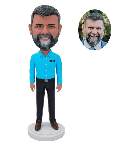 Custom Beard Bobblehead For Father, Personalized Bobblehead T Shirt Man - Abobblehead.com