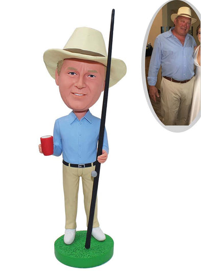 Personalized Bobble Head For Father's Day, Custom Man Bobblehead Holding Fishing Rod - Abobblehead.com