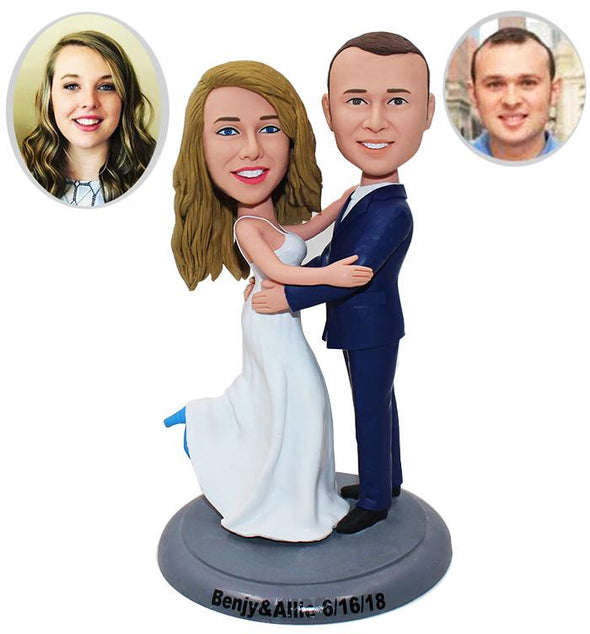 Custom Wedding Couple Bobbleheads Cake Toppers, Customized Bobblehead Wedding Cake Topper - Abobblehead.com