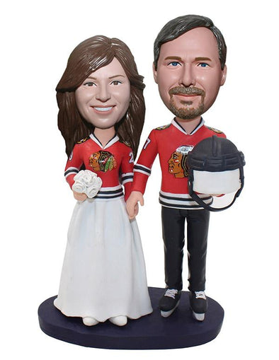 Custom Sports Wedding Bobble Head Cake Topper, Personalized Sports Wedding Cake Toppers - Abobblehead.com