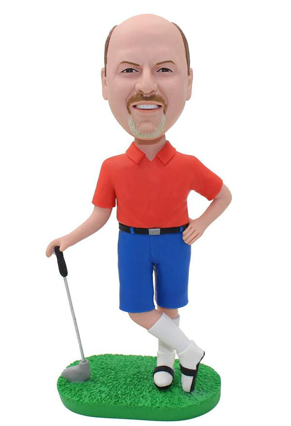 Personalized Bobble Head Golfing With Real Picture, Golf Gifts for Dad Bobblehead - Abobblehead.com