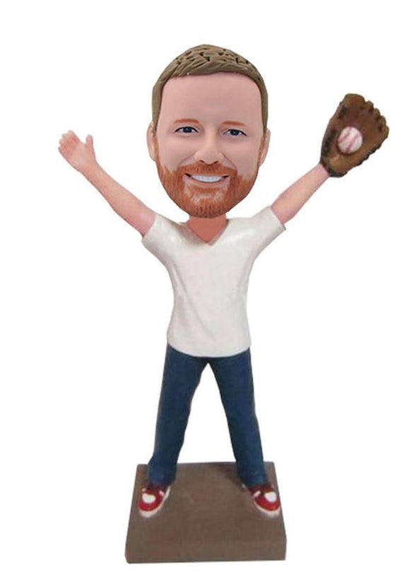 Custom Baseball Pitcher Bobblehead, Customized Bobbleheads Baseball Catcher - Abobblehead.com
