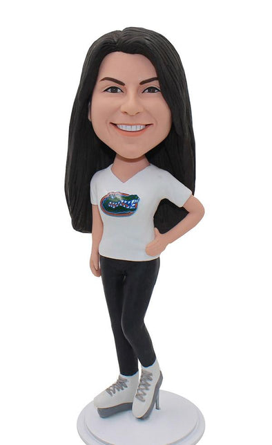 Custom Girl Bobbleheads Female Wear Skates From Your Pictrue - Abobblehead.com