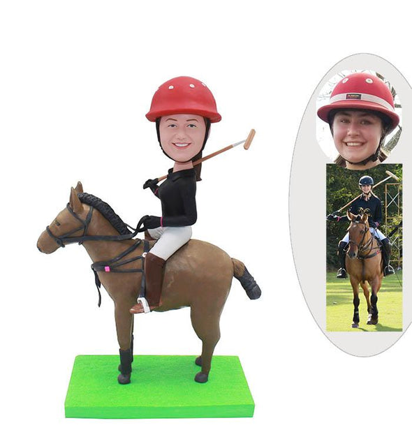 Custom Polo Player Bobbleheads, Personalized Bobbleheads Polo Player Riding A Horse - Abobblehead.com