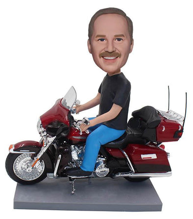 Custom Bobble Head Man Motorcycle, Personalized Bobblehead Doll on Motorcycle - Abobblehead.com