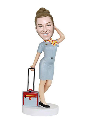 Personalized Bobblehead Flight Attendant, Custom Made Bobblehead Of A Flight Attendant - Abobblehead.com