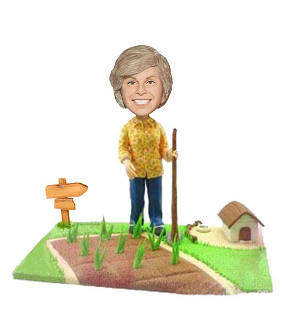 Personalized Farmer Bobbleheads For Mother, Make A Bobblehead Online Farmer - Abobblehead.com