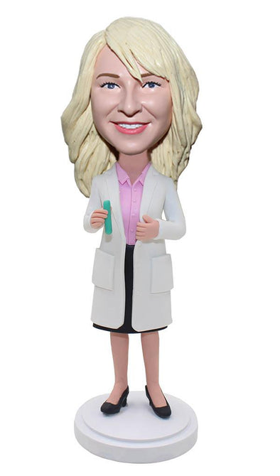 Medical Doctor Bobblehead Figurines, Custom Doctor Bobbleheads Glass Test Tube In the Hand - Abobblehead.com