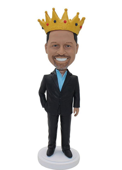 Custom Boss Bobblehead With Crown, Customized King Bobblehead - Abobblehead.com